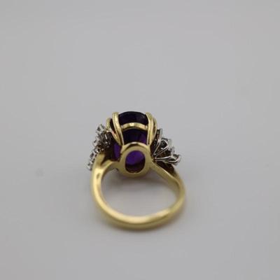 18k Gold Amethyst and Diamond Ring