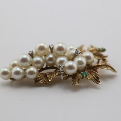14kt Gold Leaf Brooch Pin