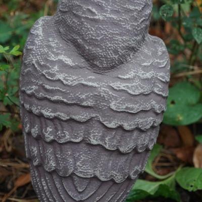 VINTAGE PAPER MACHE OWL DECOY W/ GLASS EYES 15"