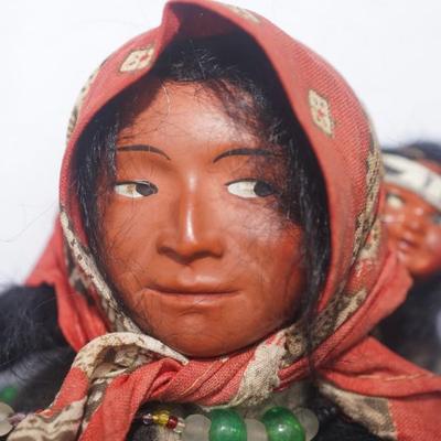 VINTAGE SKOOKUM DOLLS 1910-1940 WOMEN CARRYING CHILD AND YOUNG CHILD