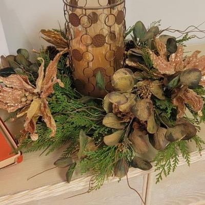 Candle, wreath, books cards