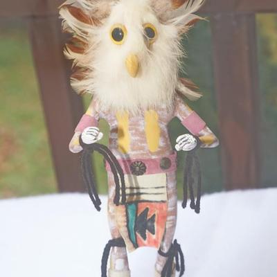 HAND CRAFTED KATCHINA "OWL DANCER" 10"