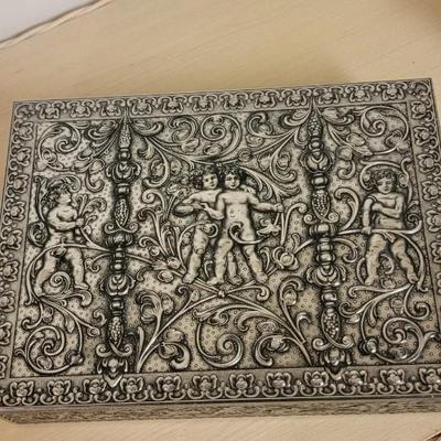 Lighted Manger scene. Metal tin