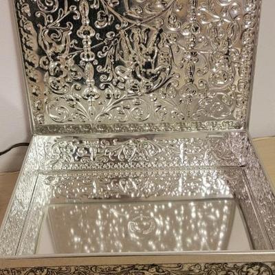 Lighted Manger scene. Metal tin