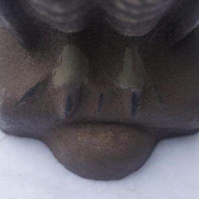 VERY RARE VINTAGE PAPER MACHE OWL DECOY- DOUBLE SIDED FACE WITH GLASS EYES. 12"