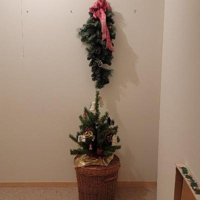 Covered basket, christmas items