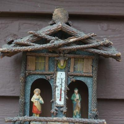 ANTIQUE GERMAN FOLK ART WEATHER COTTAGE MADE CHARMING LOG STYLE