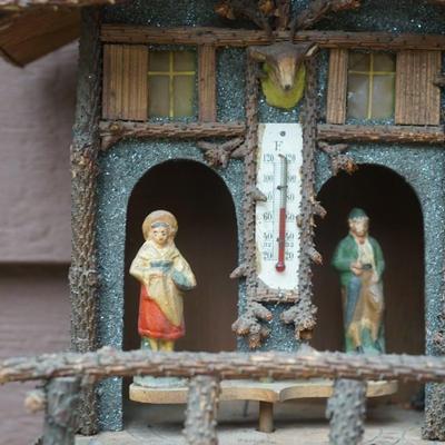 ANTIQUE GERMAN FOLK ART WEATHER COTTAGE MADE CHARMING LOG STYLE