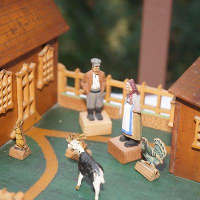 ANTIQUE GERMAN FOLK ART SCROLL ART OF A FARMSTEAD BLACK FOREST , DETAILED , ONE OF A KIND.