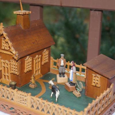 ANTIQUE GERMAN FOLK ART SCROLL ART OF A FARMSTEAD BLACK FOREST , DETAILED , ONE OF A KIND.