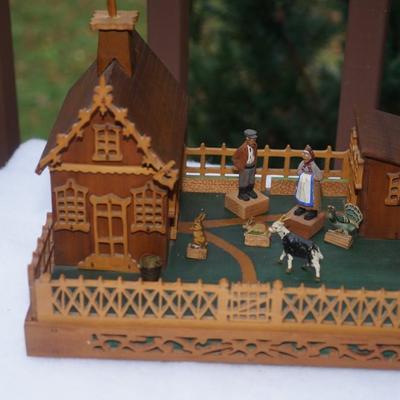 ANTIQUE GERMAN FOLK ART SCROLL ART OF A FARMSTEAD BLACK FOREST , DETAILED , ONE OF A KIND.