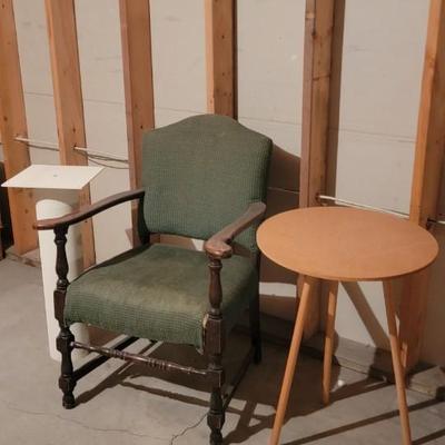 Chair, table , plant stand