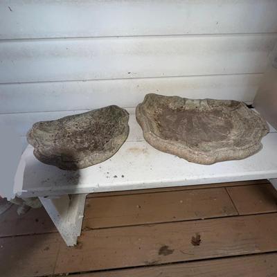 481 Pair of Concrete Bird Bath Tops