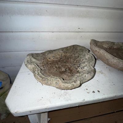 481 Pair of Concrete Bird Bath Tops