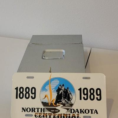 American metal case, license plate