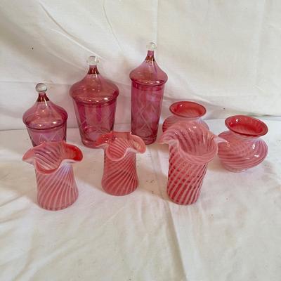 Rainbow Art and Cranberry Glass Jars & Vases (LR-MK)