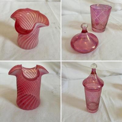 Rainbow Art and Cranberry Glass Jars & Vases (LR-MK)