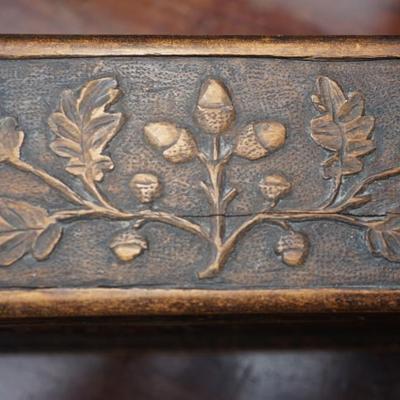 EARLY 1900'S WOOD CARVED LETTER BOX OF OAK LEAVES AND ACORNS