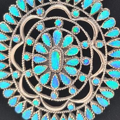 Amazing Detailed Opal Cluster 925 Silver Necklace 55.4gr