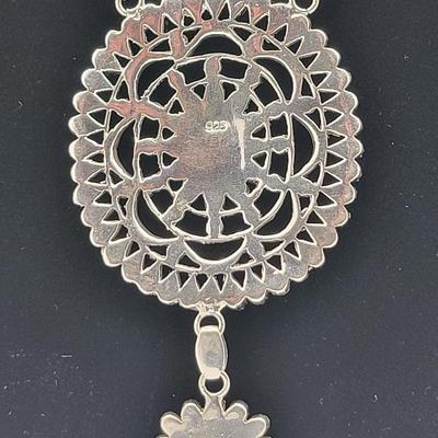 Amazing Detailed Opal Cluster 925 Silver Necklace 55.4gr