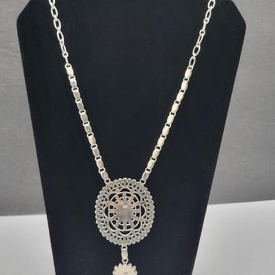 Amazing Detailed Opal Cluster 925 Silver Necklace 55.4gr
