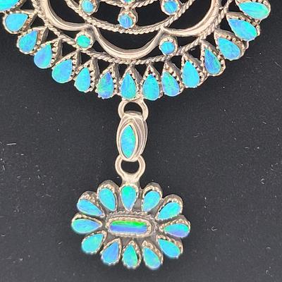 Amazing Detailed Opal Cluster 925 Silver Necklace 55.4gr