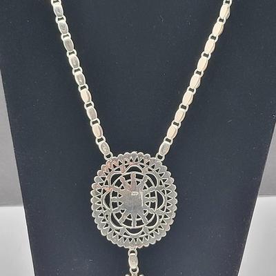 Amazing Detailed Opal Cluster 925 Silver Necklace 55.4gr