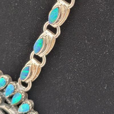 Amazing Detailed Opal Cluster 925 Silver Necklace 55.4gr