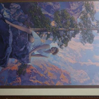 MAXFIELD PARRISH CALENDAR PRINT "SOLITUDE" 1932 GE EDISON LIGHT CO. FRAMED