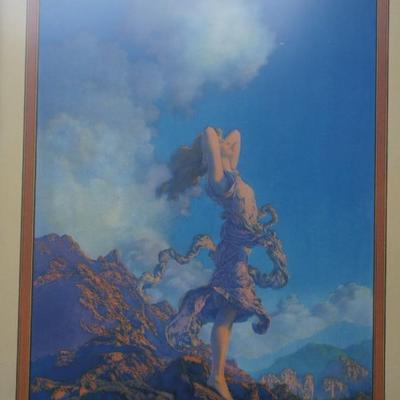 MAXFIELD PARRISH "ECTASY " FRAMED CALENDAR 1930 FOR EDISON LAMP WORKS
