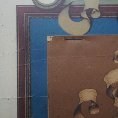 MAXFIELD PARRISH "THE WATERFALL" FRAMED 1931 CALENDAR FOR HUBBARD HARDWARE & EDISON MAZDA LAMPS