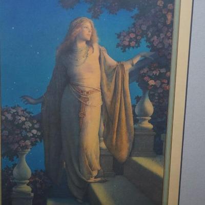 MAXFIELD PARRISH PRINT "ENCHANTMENT" EQUITABLE ELECTRIC ADVERTISING CALENDAR 1926 FRAMED