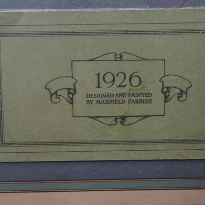MAXFIELD PARRISH PRINT "ENCHANTMENT" EQUITABLE ELECTRIC ADVERTISING CALENDAR 1926 FRAMED