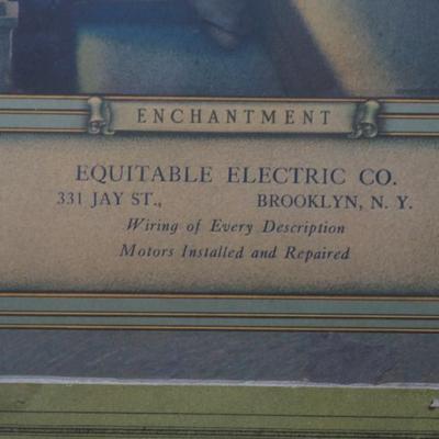 MAXFIELD PARRISH PRINT "ENCHANTMENT" EQUITABLE ELECTRIC ADVERTISING CALENDAR 1926 FRAMED