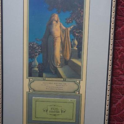 MAXFIELD PARRISH PRINT "ENCHANTMENT" EQUITABLE ELECTRIC ADVERTISING CALENDAR 1926 FRAMED