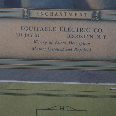 MAXFIELD PARRISH PRINT "ENCHANTMENT" EQUITABLE ELECTRIC ADVERTISING CALENDAR 1926 FRAMED