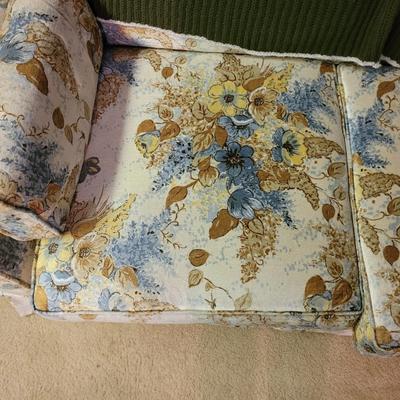 Mid century modern loveseat and your grandma's knitted throw