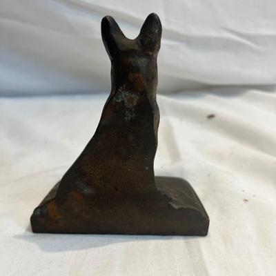 Dog Sculpture and Iron German Shepherd Book Ends(LR/MK)