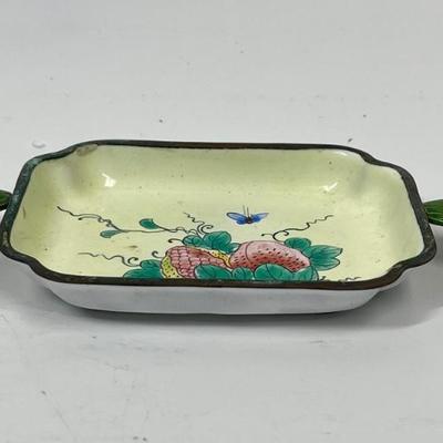 Cloisonné Lot - 2 Bird Trinket boxes and Tray