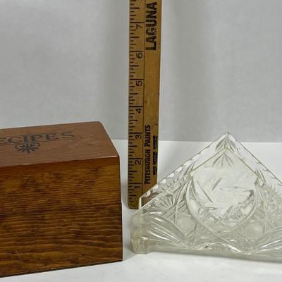 Vintage Lot of Kitchen Items - Wood Recipe Box and Plastic Napkin holder