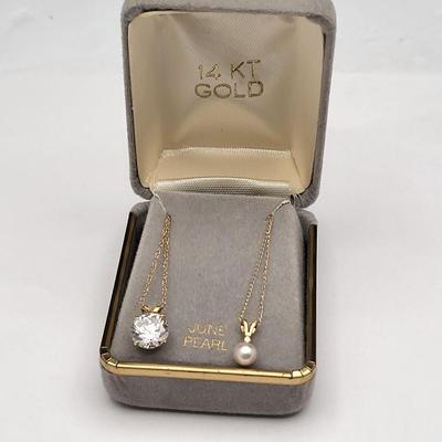 14k Pearl & CZ Necklaces - 2gr