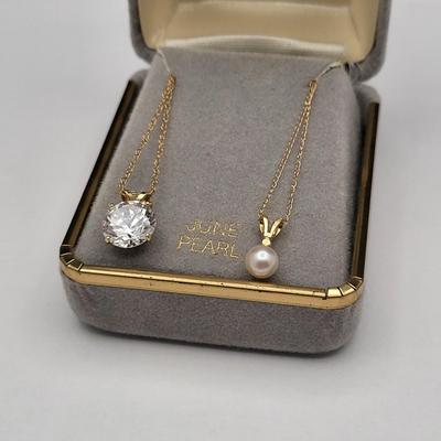 14k Pearl & CZ Necklaces - 2gr