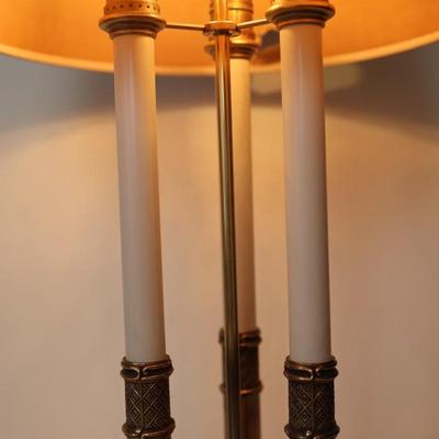 Vintage STIFFEL Brass Bouillotte Three Candle Table Lamp (See Details)