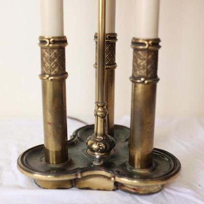 Vintage STIFFEL Brass Bouillotte Three Candle Table Lamp (See Details)