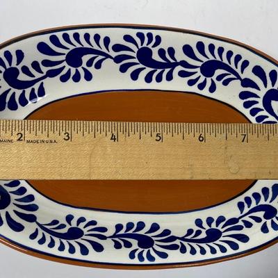 Sedona Over and Back Cobalt Blue and White Pattern Oval Bowl or Lipped Plate
