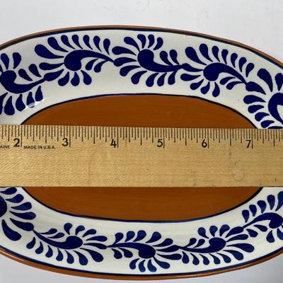 Sedona Over and Back Cobalt Blue and White Pattern Oval Bowl or Lipped Plate