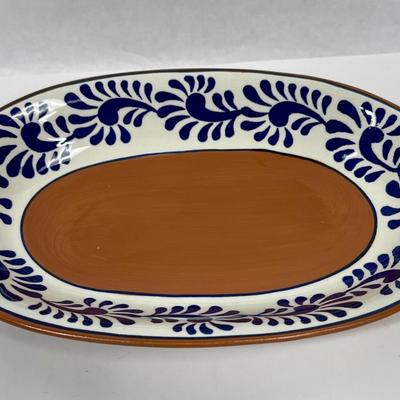 Sedona Over and Back Cobalt Blue and White Pattern Oval Bowl or Lipped Plate
