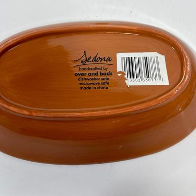 Sedona Over and Back Cobalt Blue and White Pattern Oval Bowl or Lipped Plate