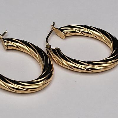 14k Gold Italy Hoop Earrings - 1.4gr