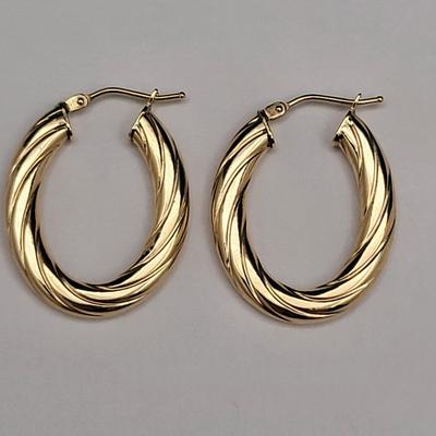 14k Gold Italy Hoop Earrings - 1.4gr